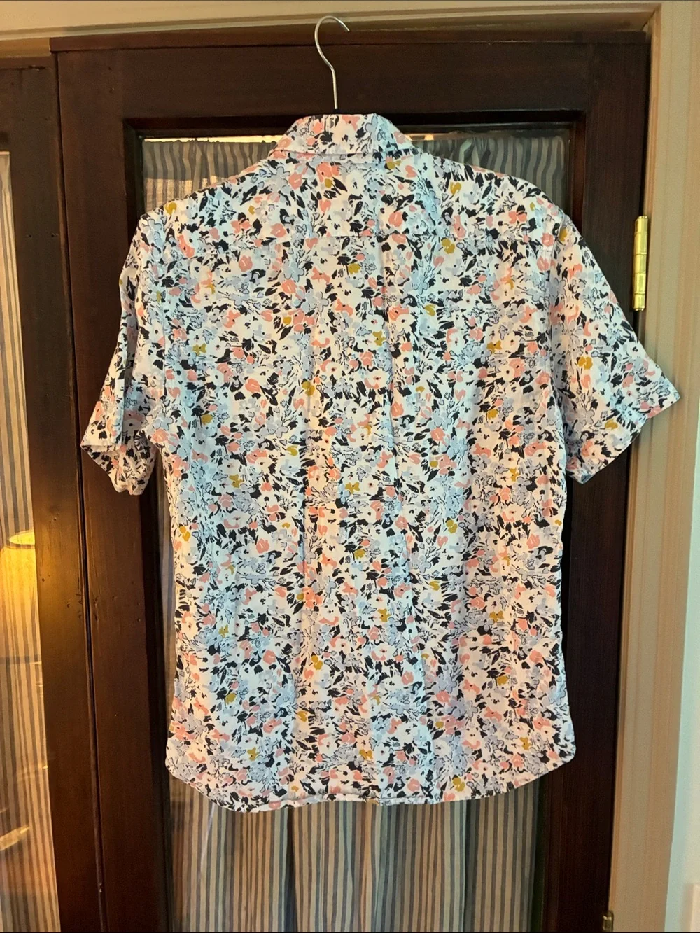 Men's Short-Sleeve Floral Button-Up Shirt - White/Pastel